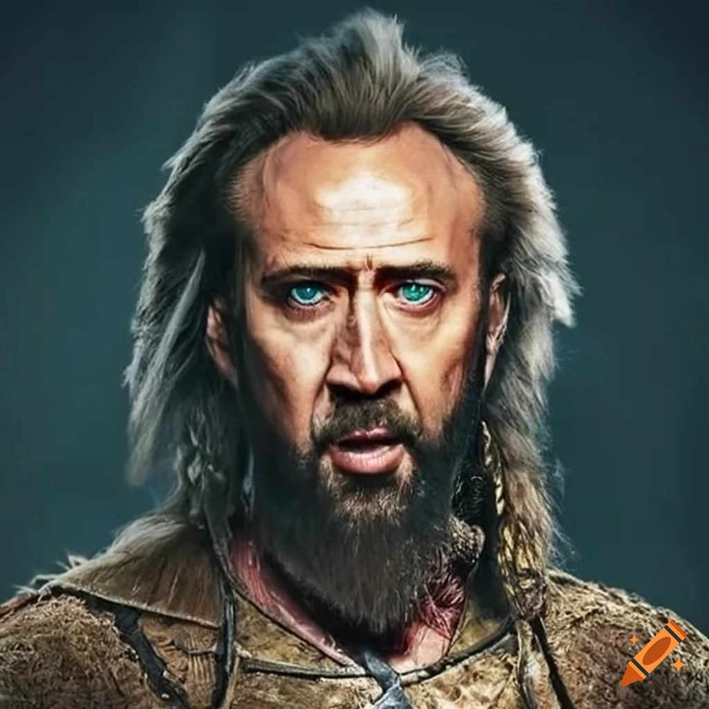 Humorous art of nicolas cage as a viking made of combs on Craiyon