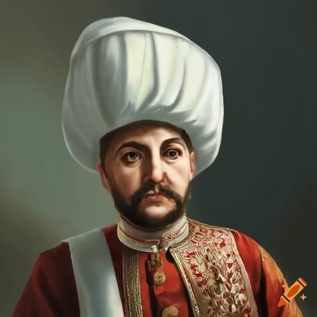 Realistic portrait of a young ottoman pasha from the 16th century