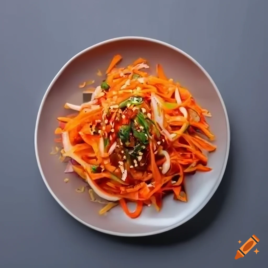 colorful Korean carrot salad on transparent background