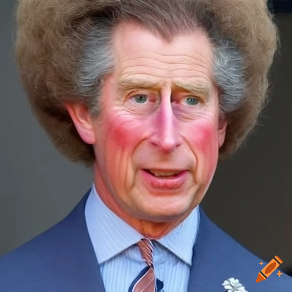 Picture of prince charles with a large afro
