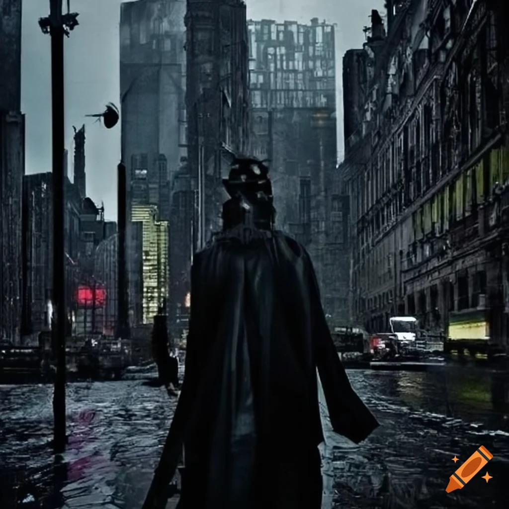 Gotham City in the rain
