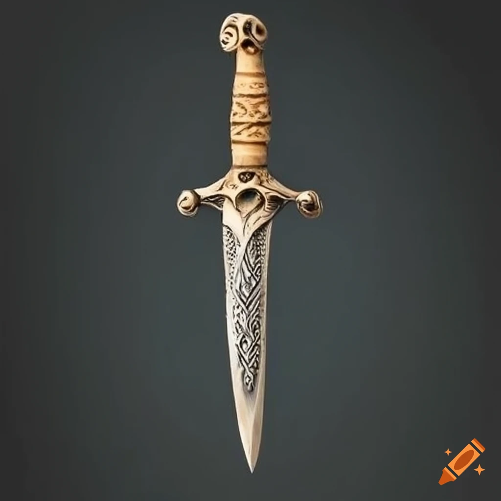 intricately carved bone dagger