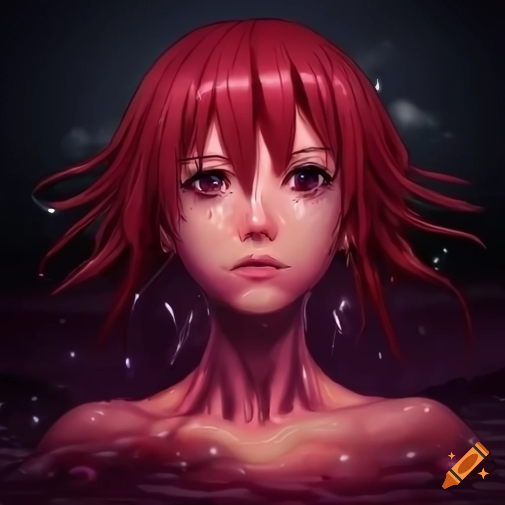 Slime Translucent Human Digital art of kallen kozuki in a unique translucent slime form