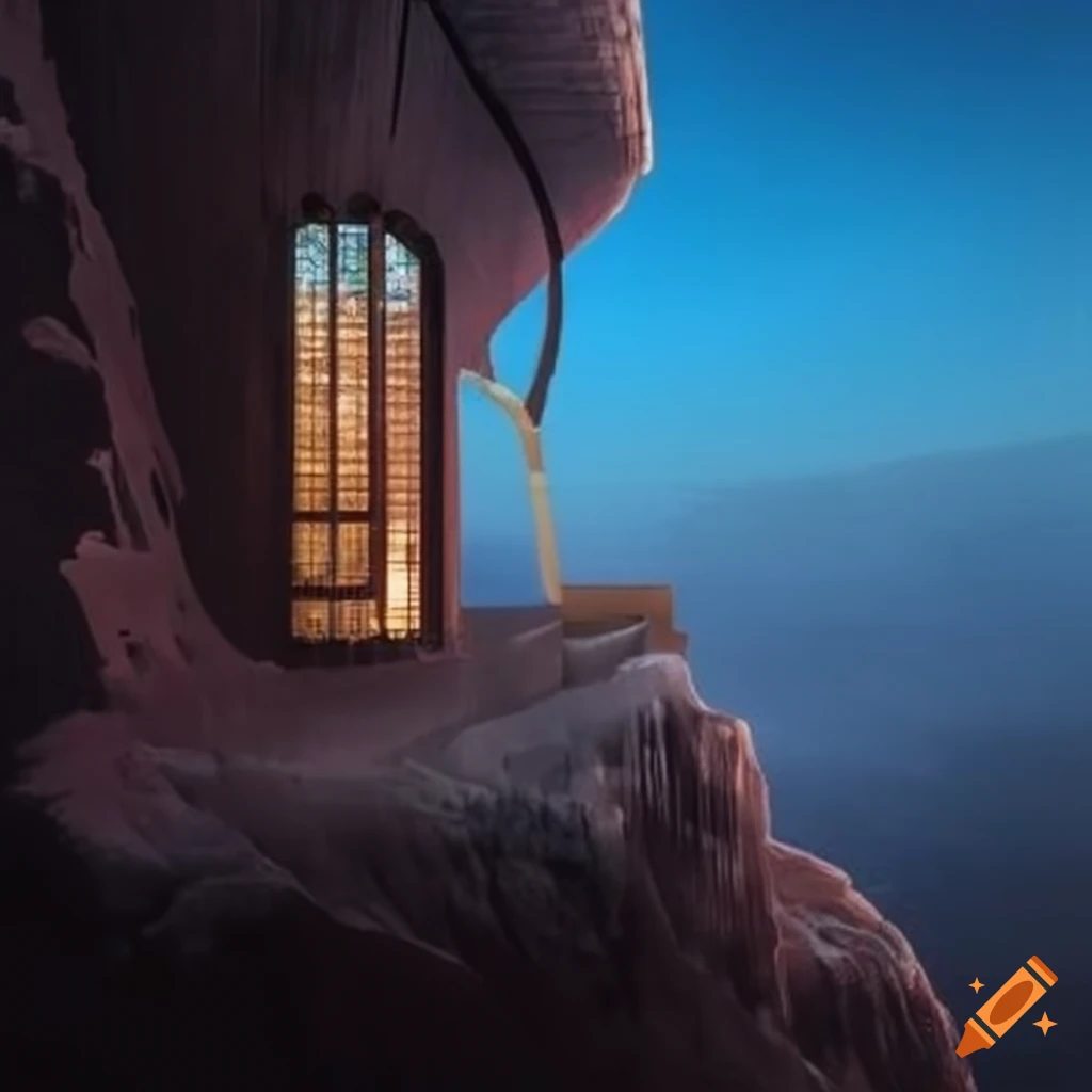 Illusory architecture of a cabin resembling a cathedral