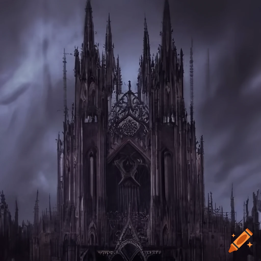 gothic cathedral with a dark atmosphere