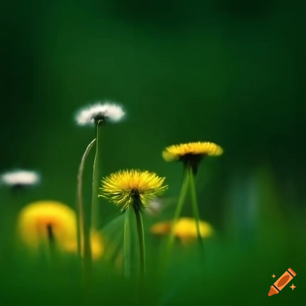 close-up of dandelions in the grass