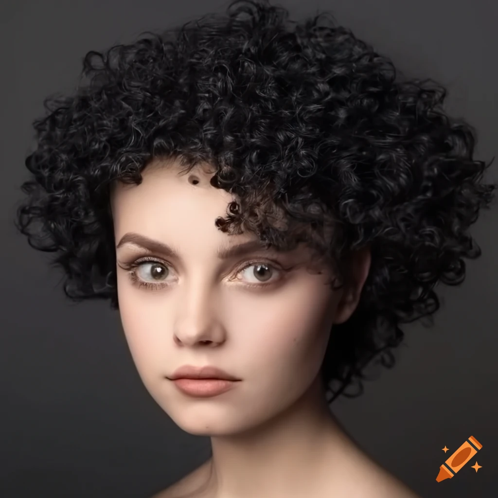 portrait of a woman with short black curly hair