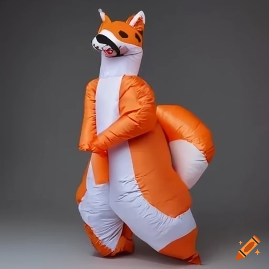 boy wearing an inflatable fox costume
