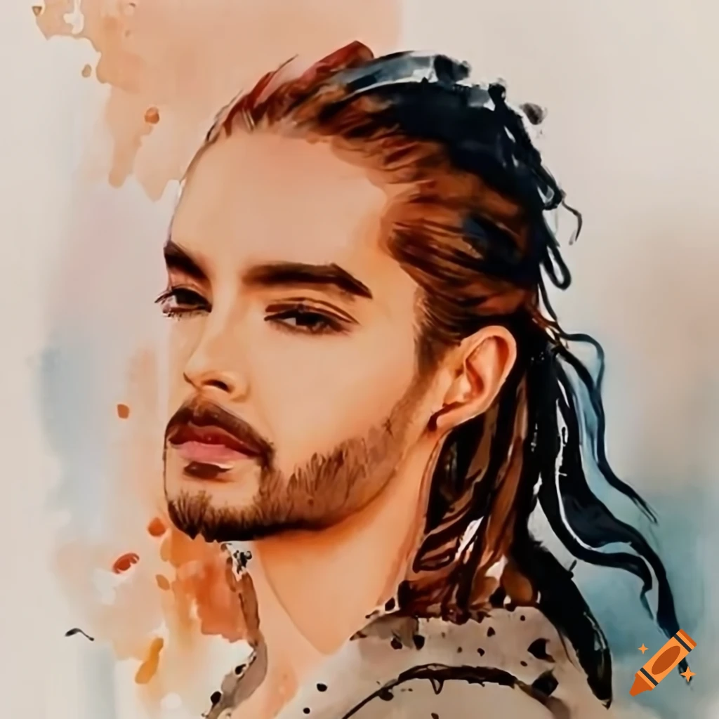 watercolor painting of Tom Kaulitz