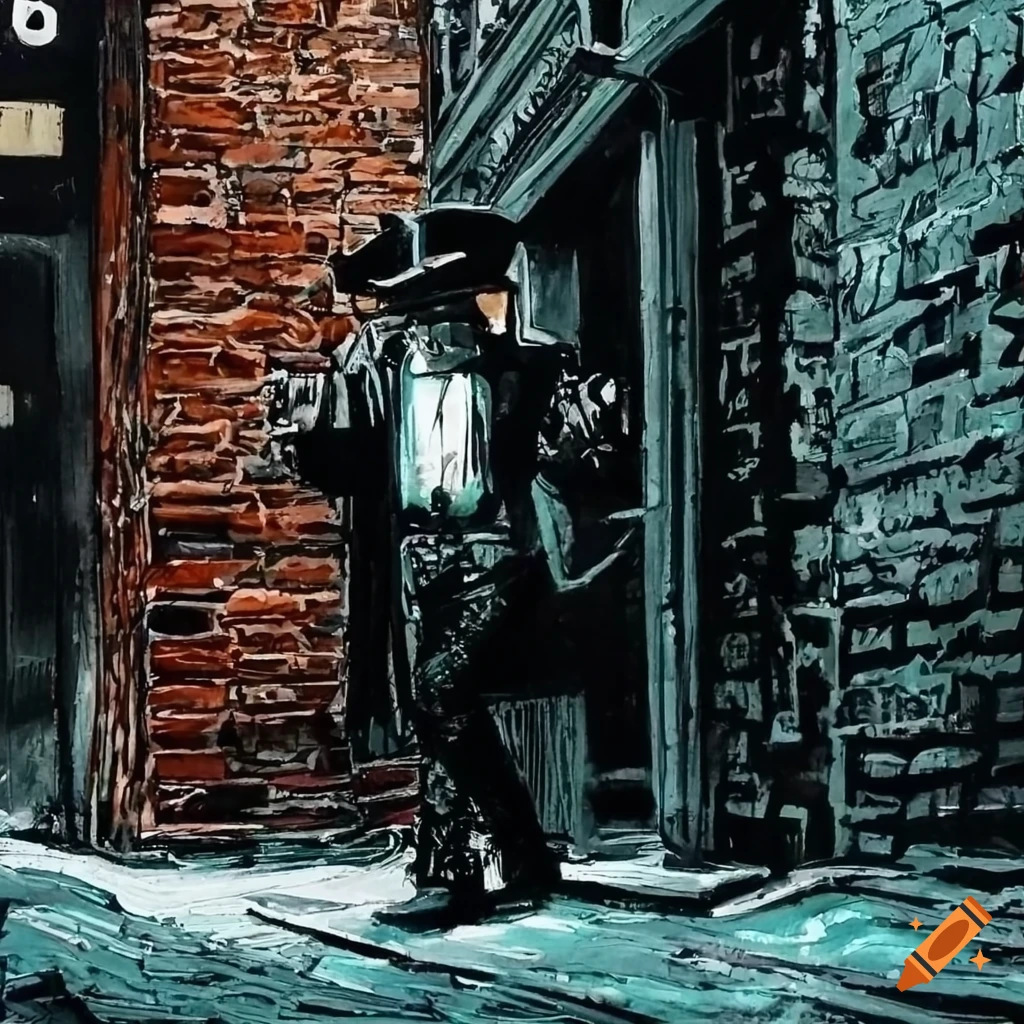 Noir detective in an alley inspired by Frank Miller's Sin City on Craiyon