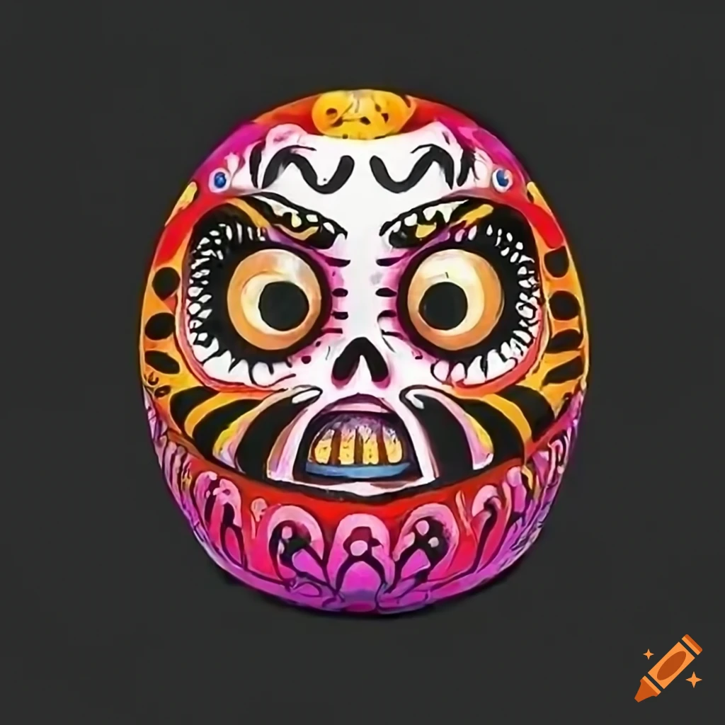 daruma skull sugar skull for day of the dead