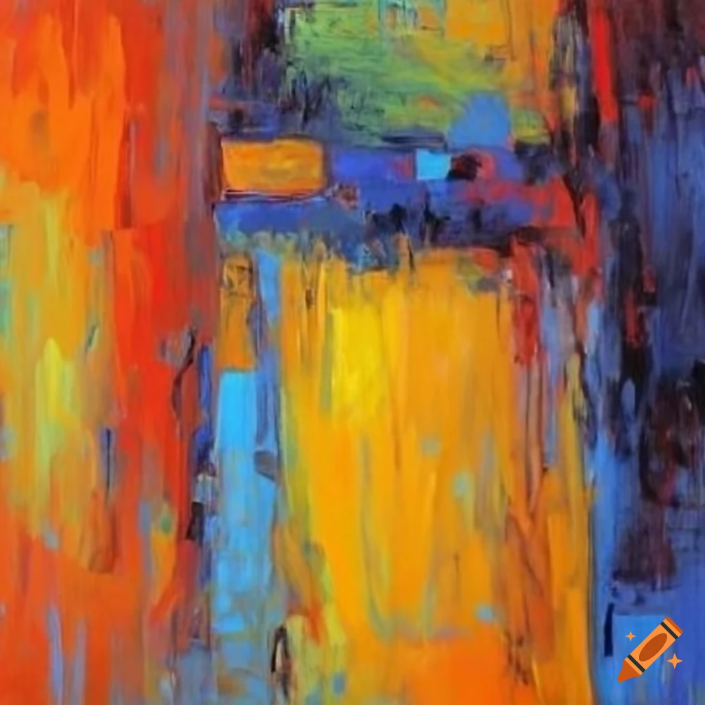 Vivid abstract oil painting by nicolas de stael and bonnard on Craiyon