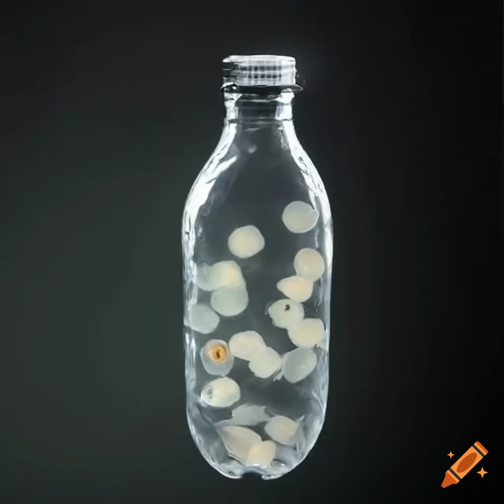Plastic bottle with fish eggs inside on Craiyon