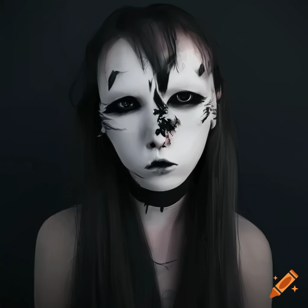 Emo girl mask design in greyscale on Craiyon