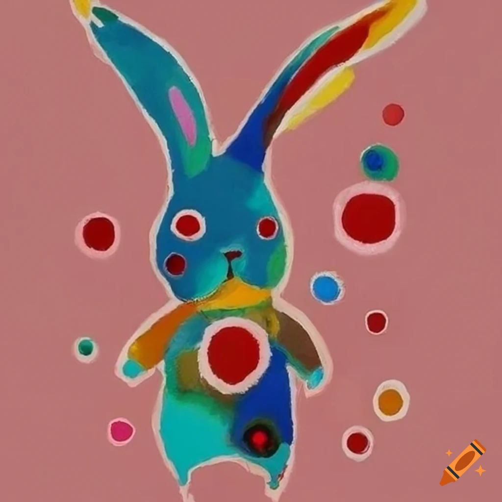 Expressionist painting of a rabbit in vibrant colors