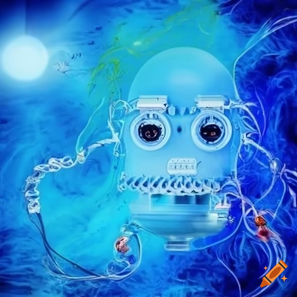 relaxed control room with electric fairy on blue planet