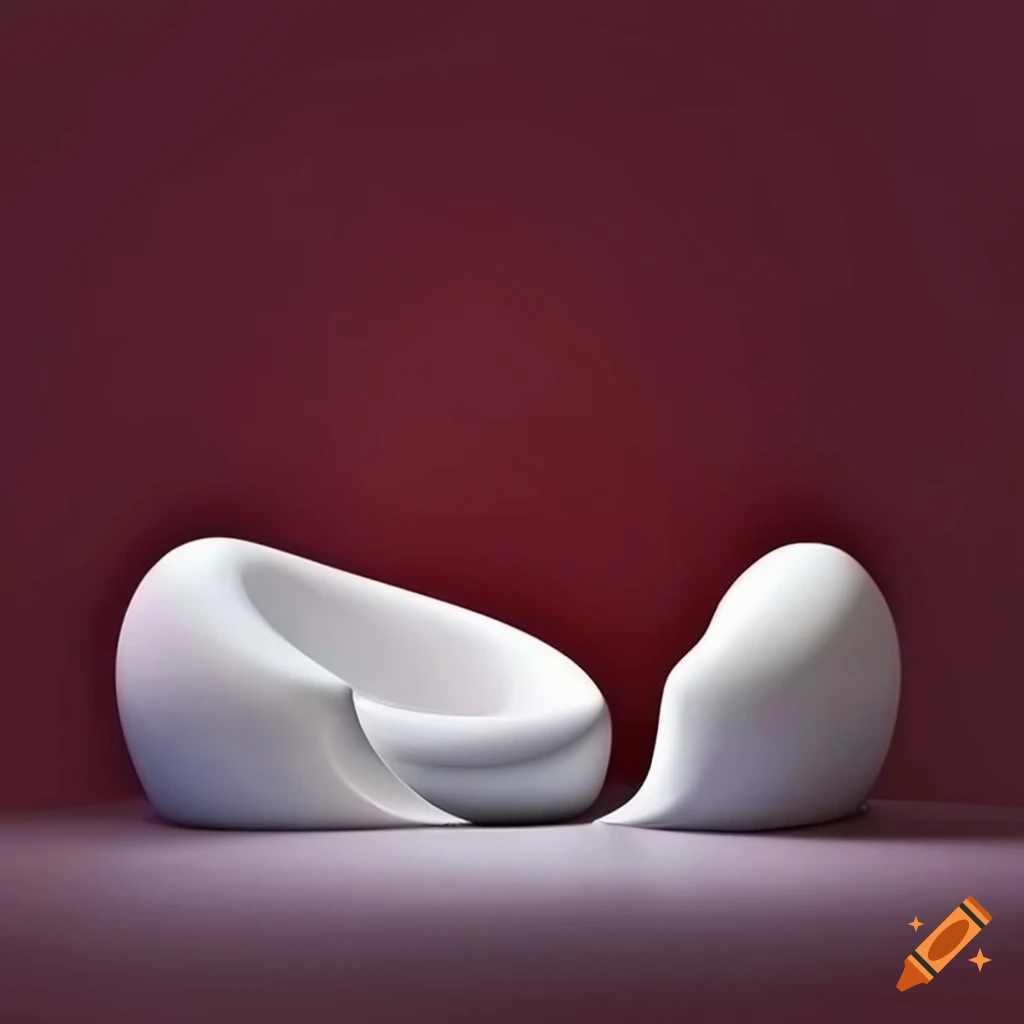 futuristic beauty products shop with organic forms furniture