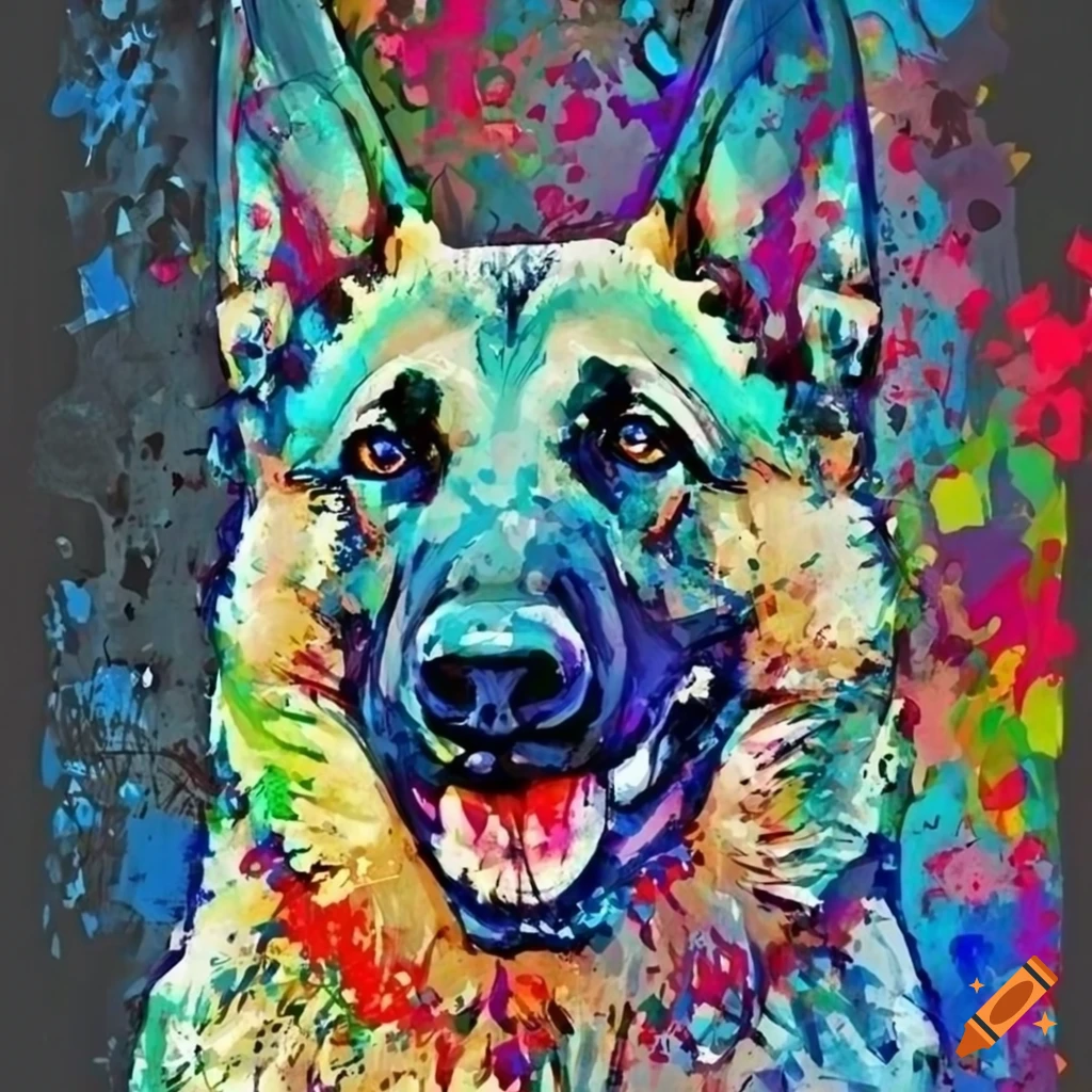 Abstract Watercolor Graffiti Of A German Shepherd On Craiyon