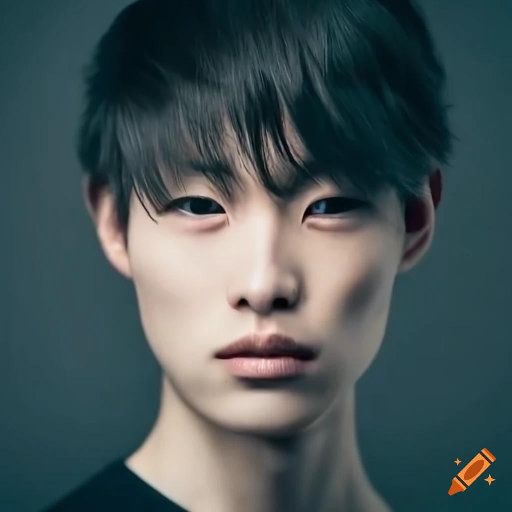 intense portrait of a young Japanese male
