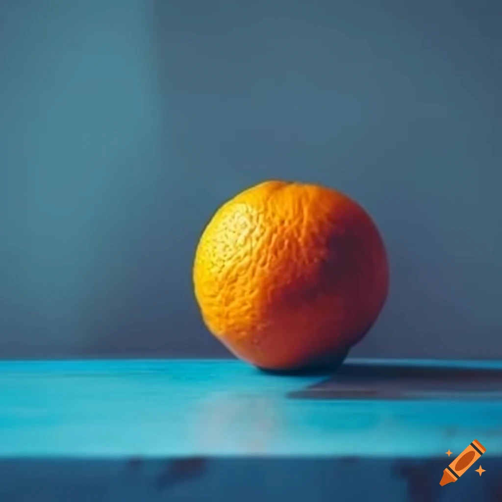 orange on a blue table