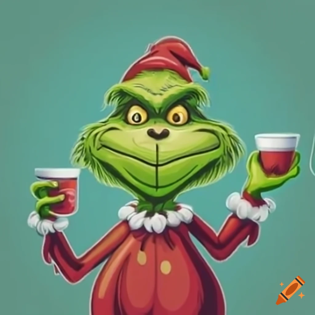 The Grinch Enjoying A Cup Of Coffee 