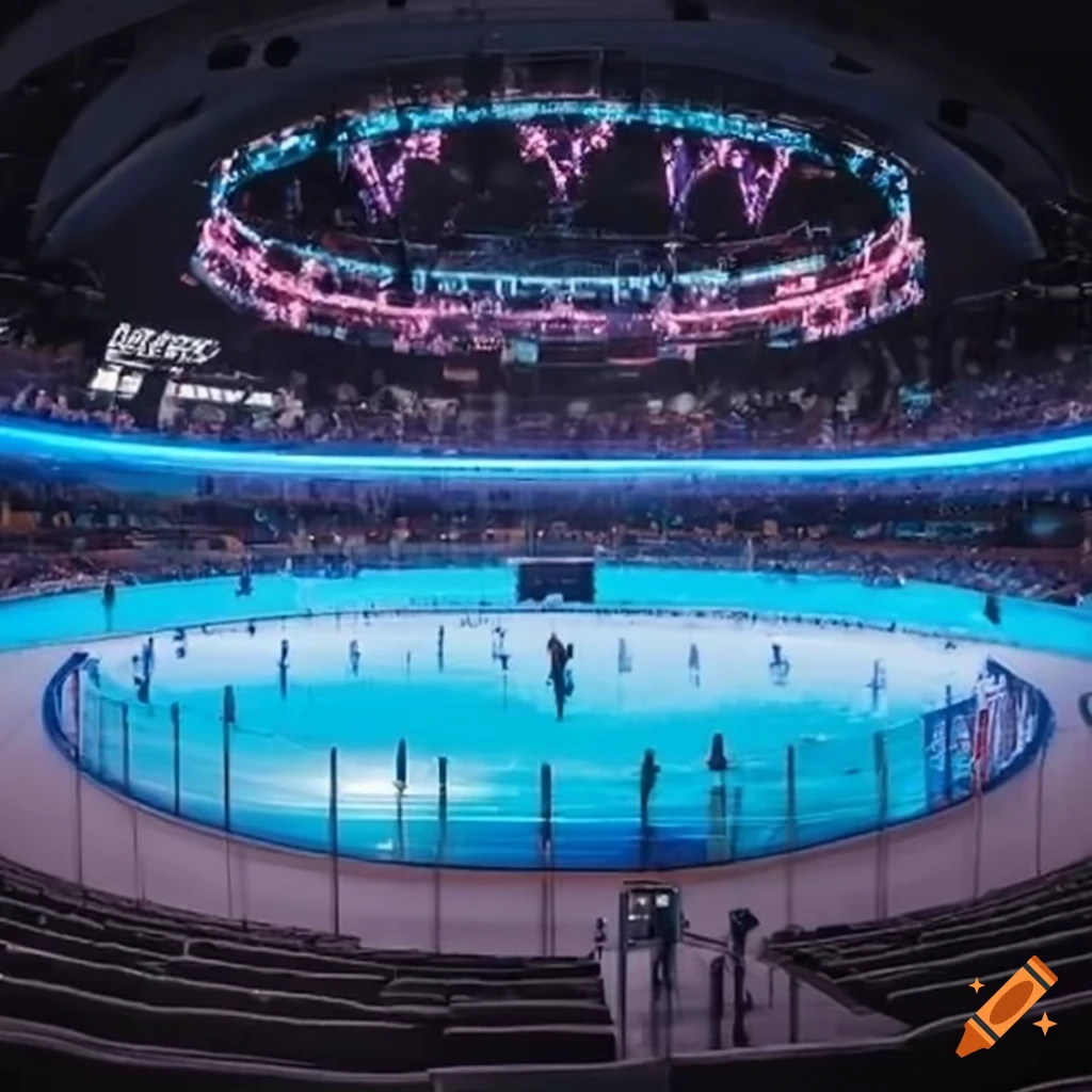 illuminated sports arena