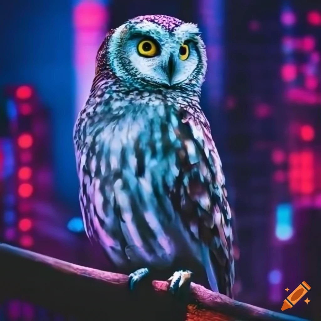 Adorable owl in the colorful woods on Craiyon