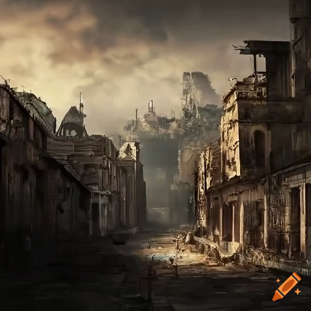 post-apocalyptic street in ancient Greece