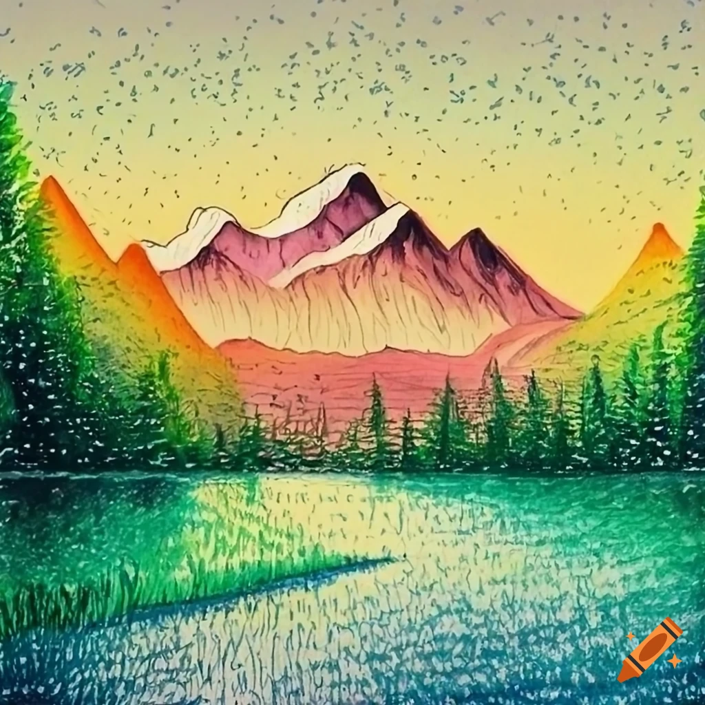 Oil Pastels Drawing For Beginners - Beautiful Mountain Landscape