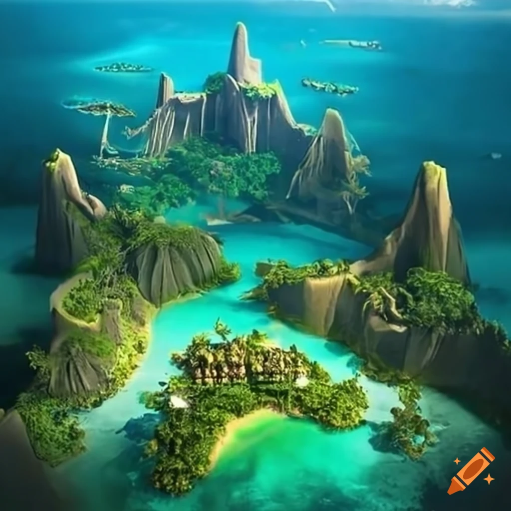 Image of a mythical tropical island on Craiyon