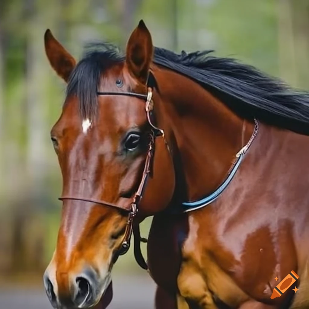 elegant horse in dressage training