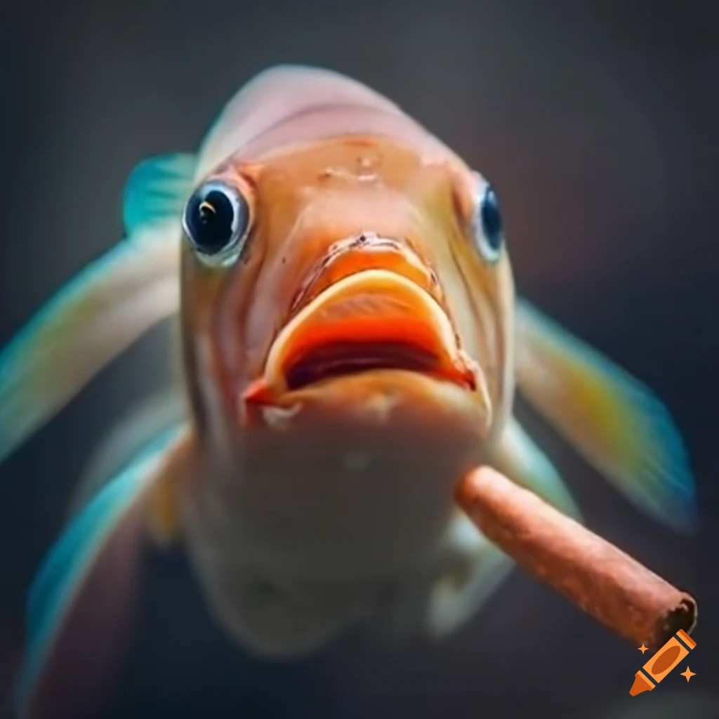 Funny fish with a cigar on Craiyon