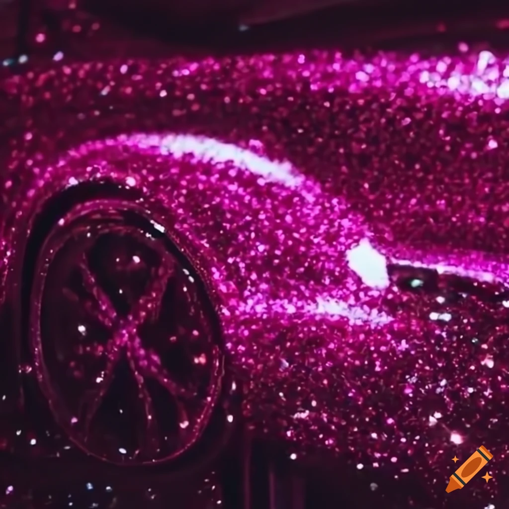 Pink glitter car speeding on Craiyon