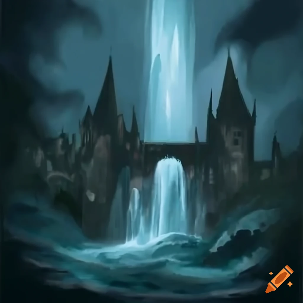 Medieval city with gothic towers in a storm on Craiyon