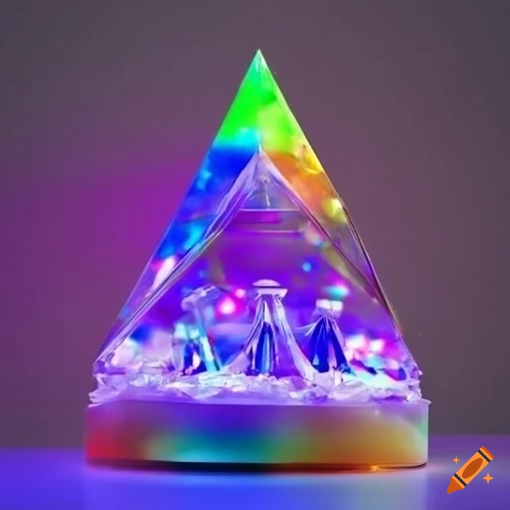 Rainbow-colored led crystal pyramid