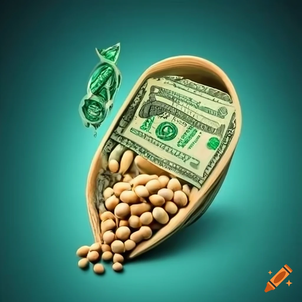dollar with soybean symbolizing economy and agriculture
