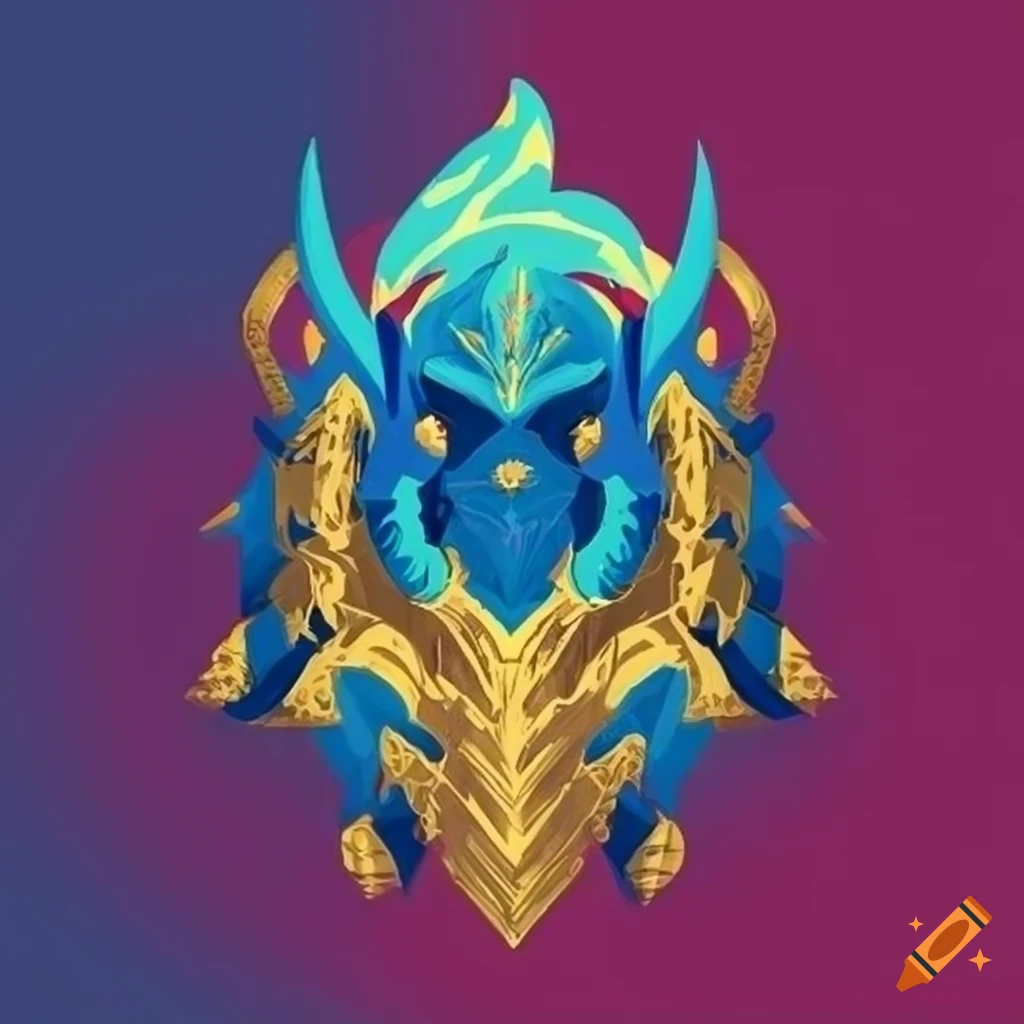 Minimalist warrior crest with golden armor