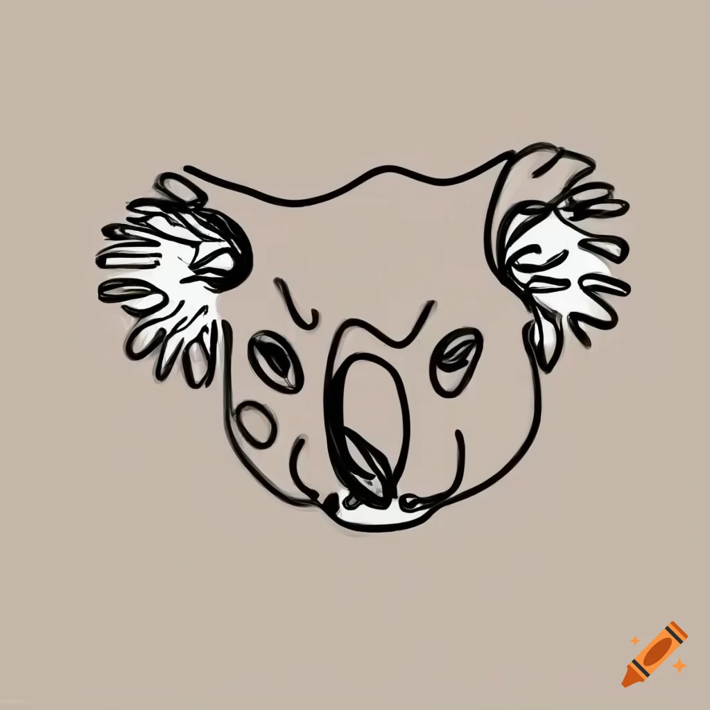 one line drawing of an angry koala