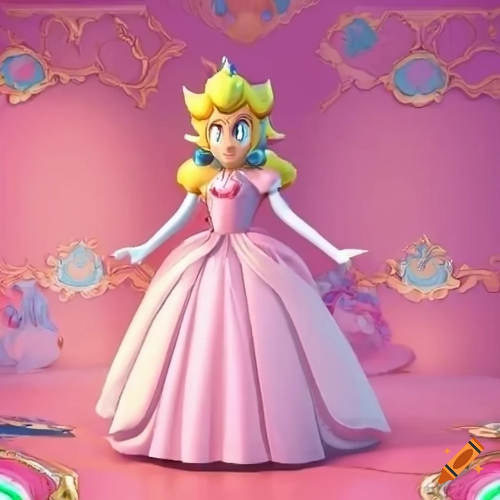 luxurious dressing room with a Link dressed in a pink ballgown
