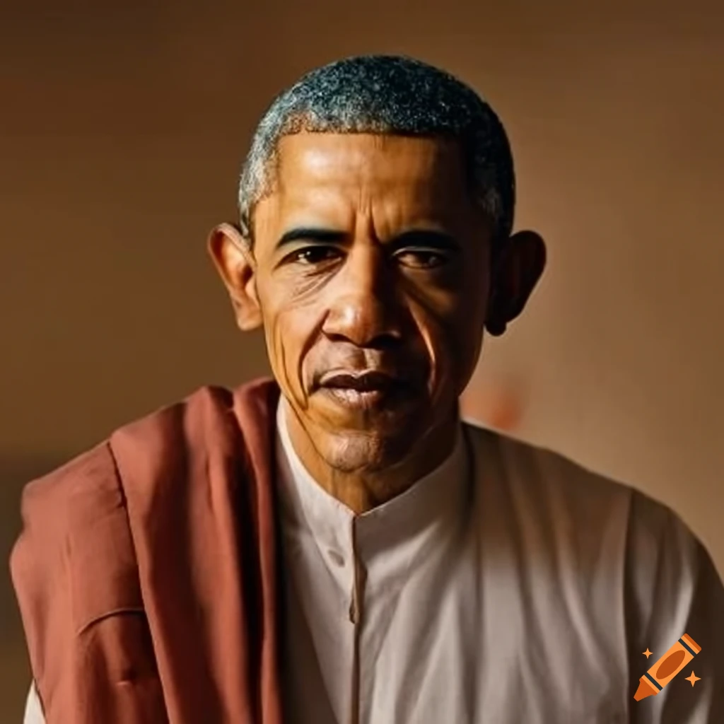 Portrait Of Barack Obama In Traditional Indian Attire