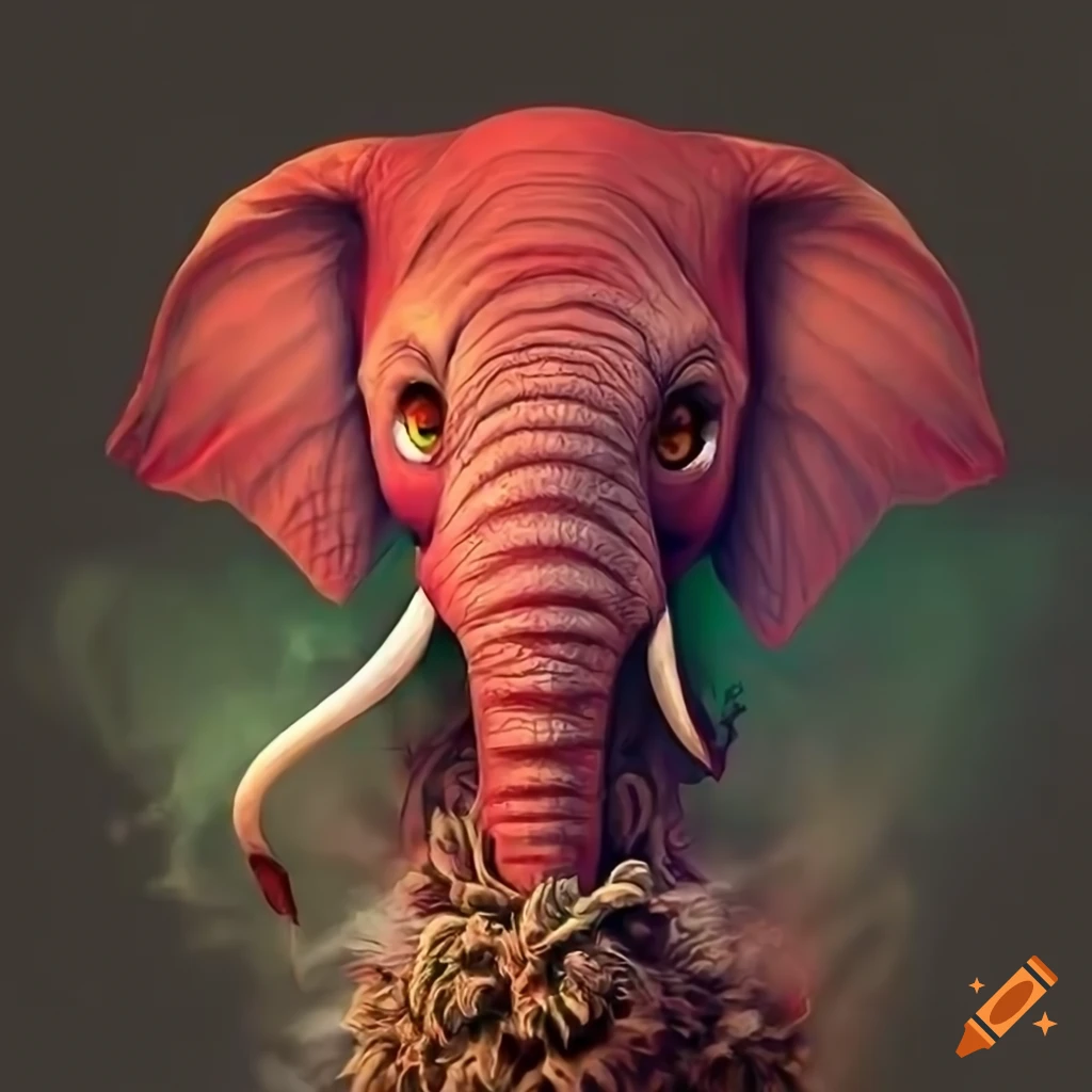 red anime elephant smoking cannabis