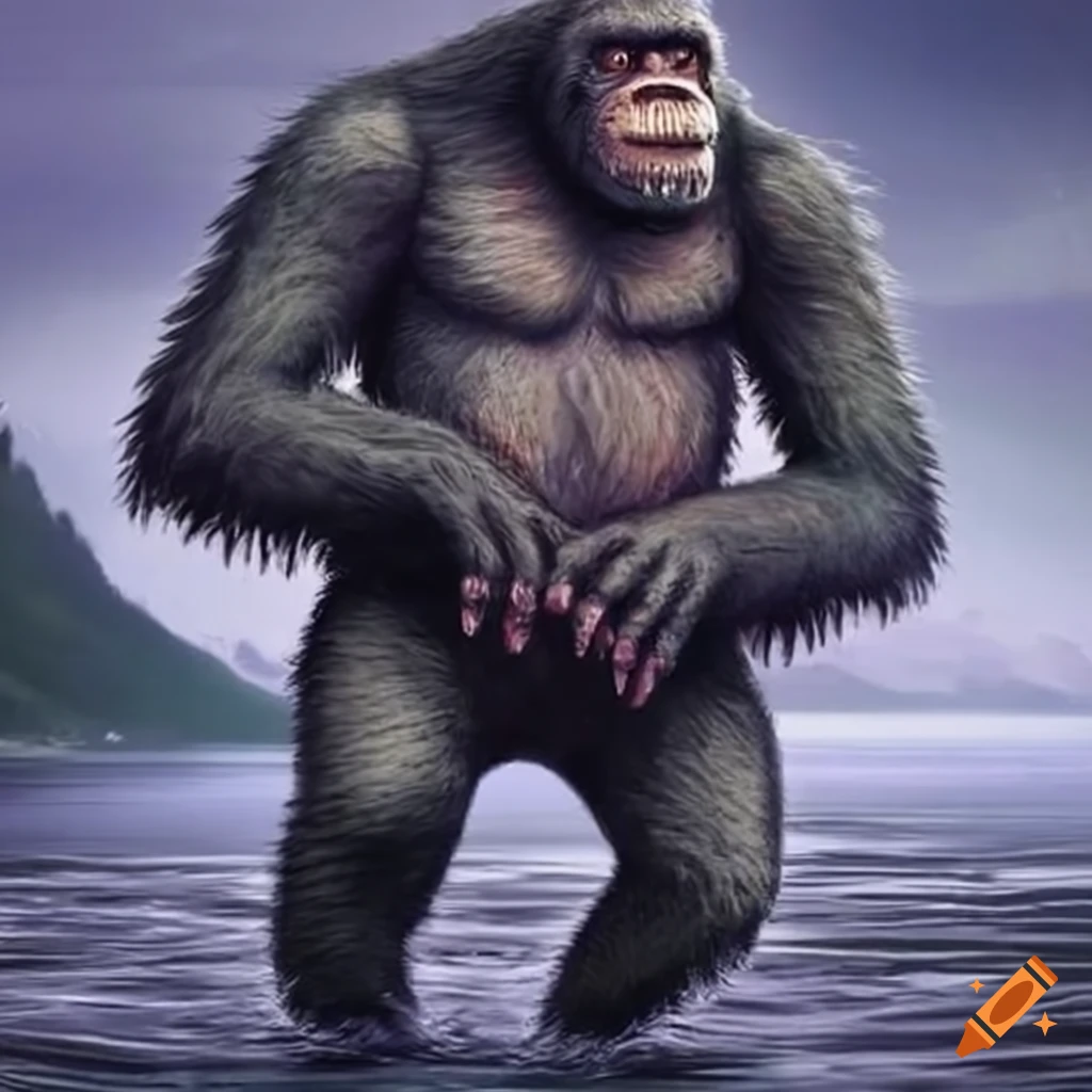 illustration of the Loch Ness Monster and Bigfoot