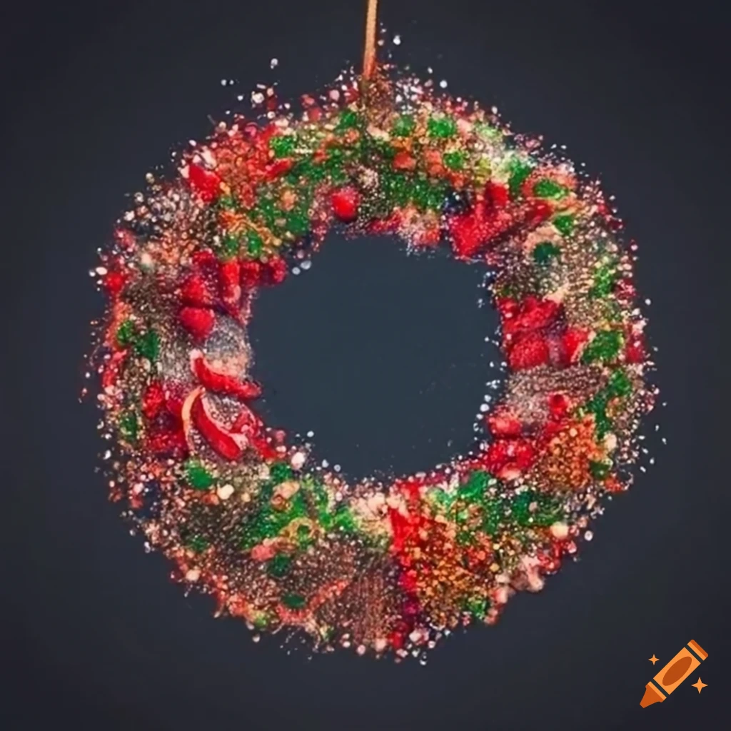 pointillism Christmas wreath