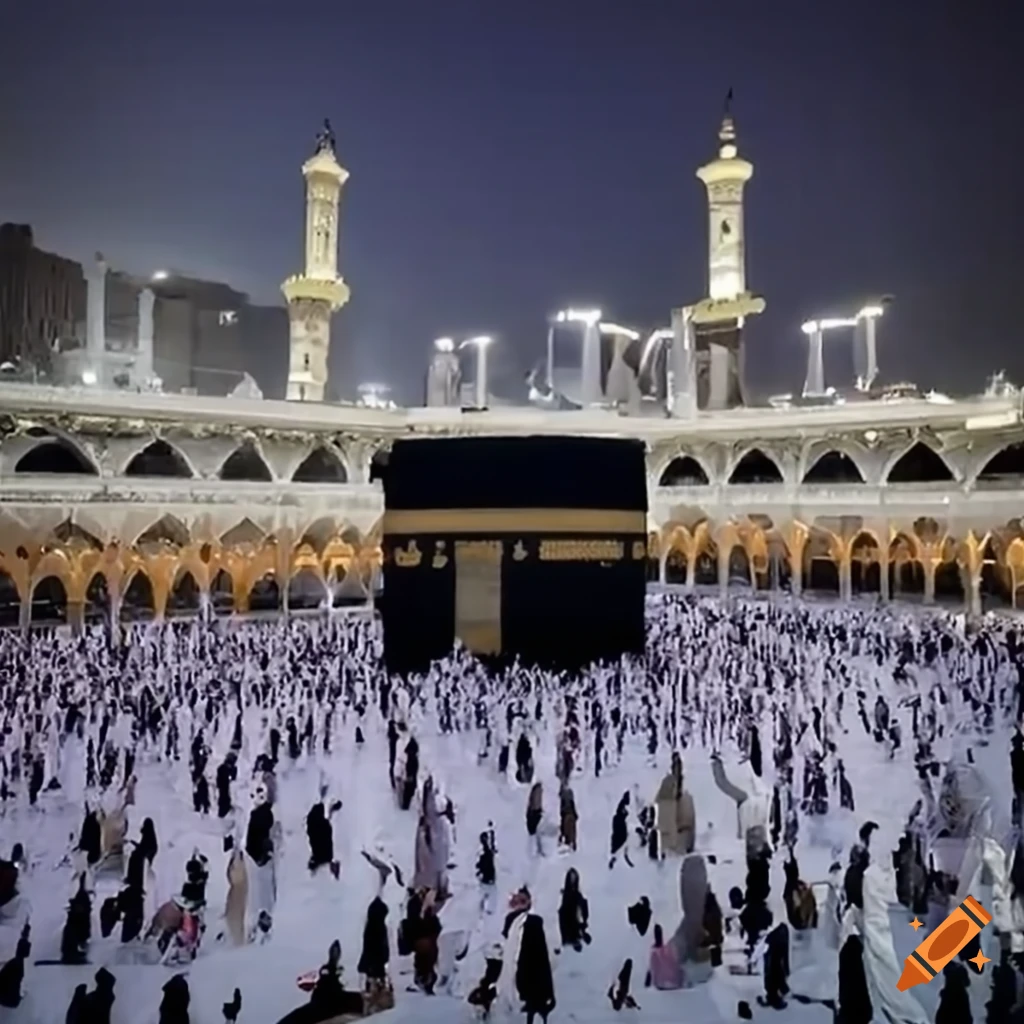 devout Muslims performing Umrah in Mecca