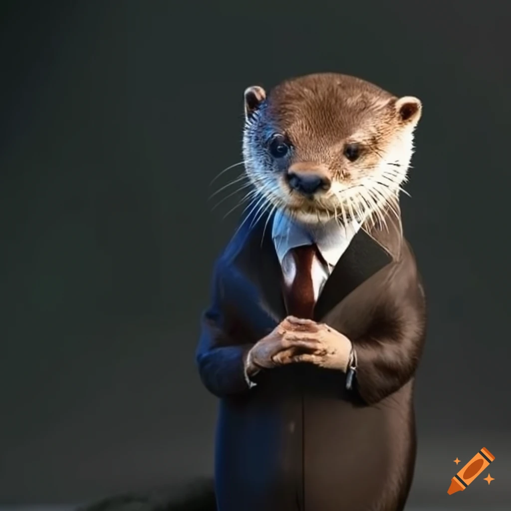 otter wearing a formal suit