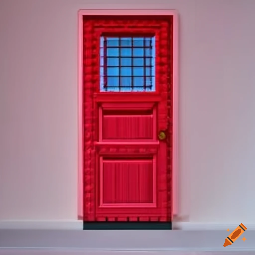 8-bit red door on white background
