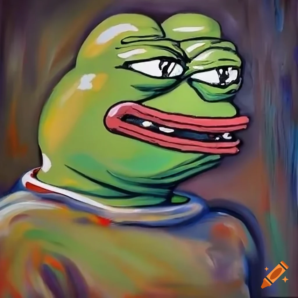 renassaince-style portrait of pepe the frog
