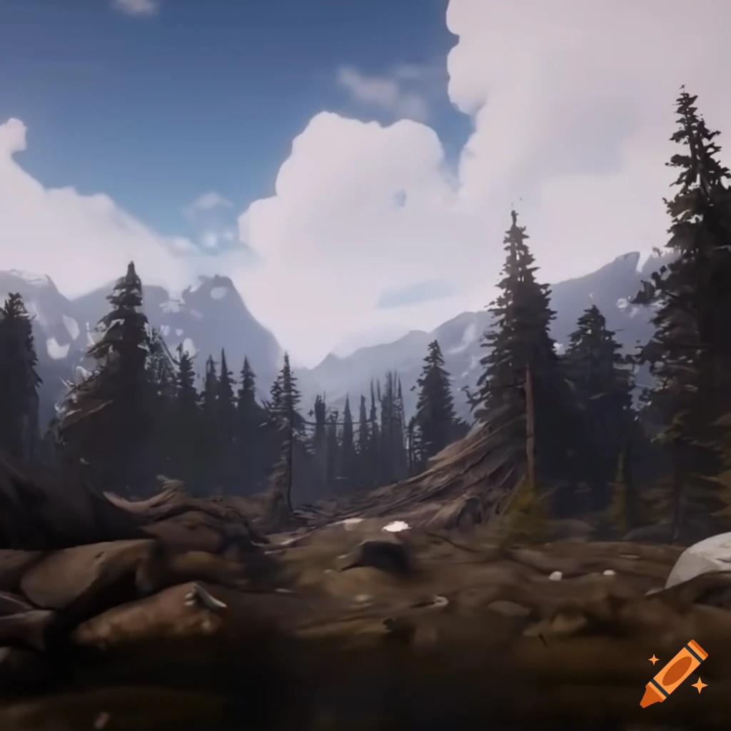 Unreal Engine 5 mammoth in a snowy forest