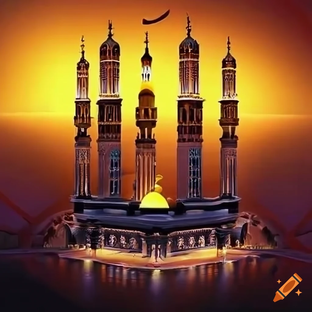 beautiful grand mosque with Islamic calligraphy