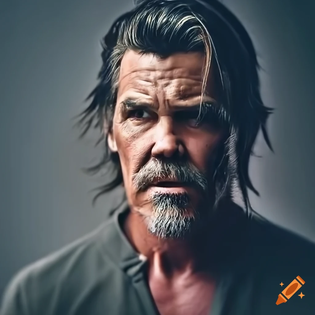 Portrait of josh brolin with intense expression on Craiyon